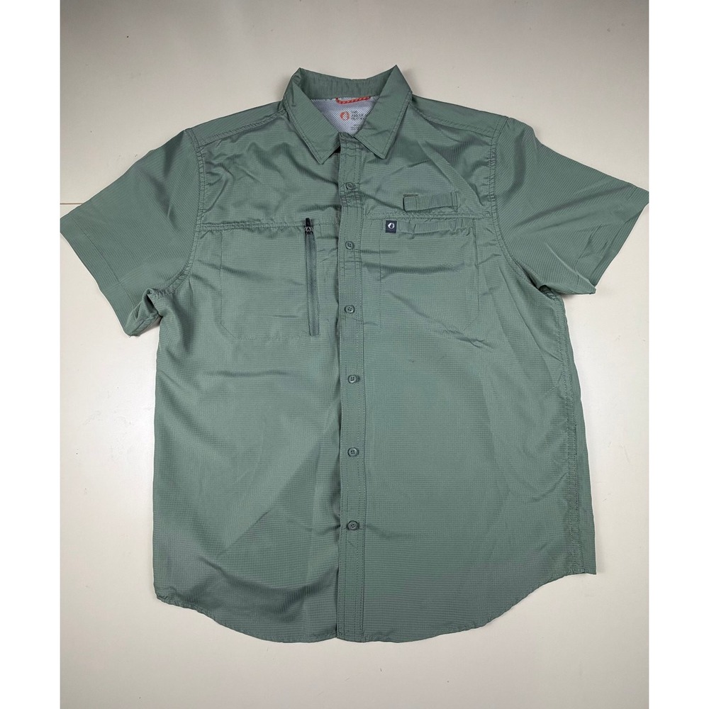 Outdoor Ventures Men's Sage Green Short Sleeve Vented Fishing Shirt L